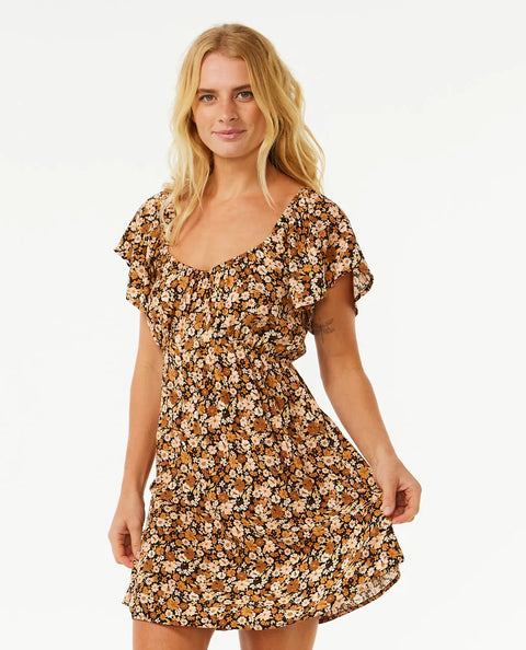 RIP CURL SEA OF DREAMS MINI DRESS - BROWN Dress Rip Curl XS  