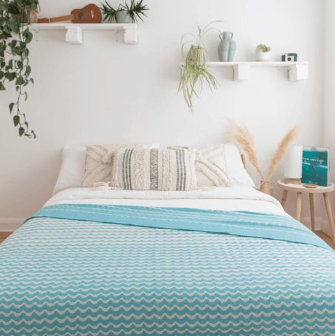 Blue Swell Recycled Wool Blanket - Atlantic Blankets Blankets Atlantic Blankets   